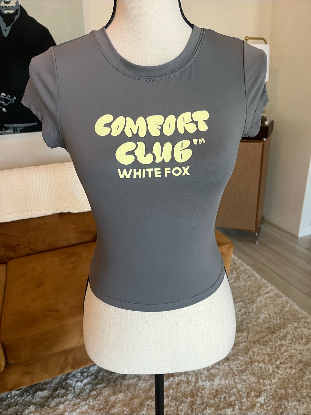 White Fox Grey Logo Tee - Fitted Short Sleeve